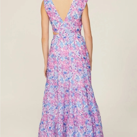 NICHOLAS ORCHID FLORAL LINED MAX SIZE 10 PINK BLUE A-LINE SLEEVELESS DRESS - Picture 5 of 13